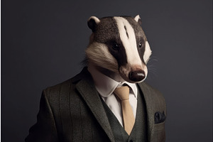 Anthropomorphic Badger Dressed Suit