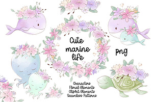Nursery clipart Cute marine life