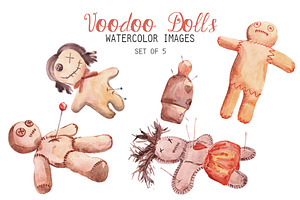 Watercolor Voodoo Dolls Clipart