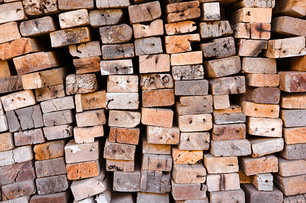 Lumber mill with full of cutting woods warehouse. Factory and pr, an Industrial Photo by Ministocker