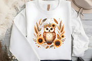 Watercolor Owl Boho Clipart, an Illustration by DreamCafeArt (Thumbnail 4 of 6)