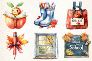 Autumn Back to School Clipart, an Illustration by DreamCafeArt (Thumbnail 2 of 7)