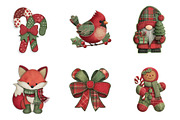 Patchwork Christmas Stickers Bundle, an Illustration by SinaCreation (Thumbnail 2 of 9)