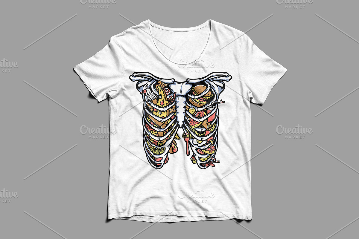 lots of food in the rib cage, a Food Illustration by gunaonedesign (Photo 3 of 4)