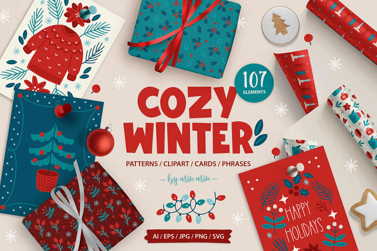 Cozy Winter Kit, a Seasonal Illustration by miumiu (Photo 1 of 15)