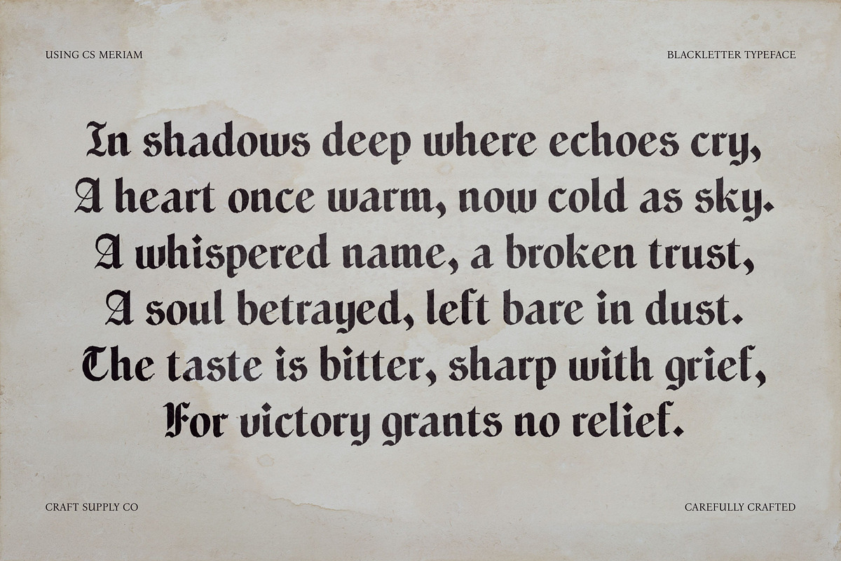 CS Meriam – Blackletter Font, a Blackletter Font by Craft Supply Co. (Photo 3 of 8)