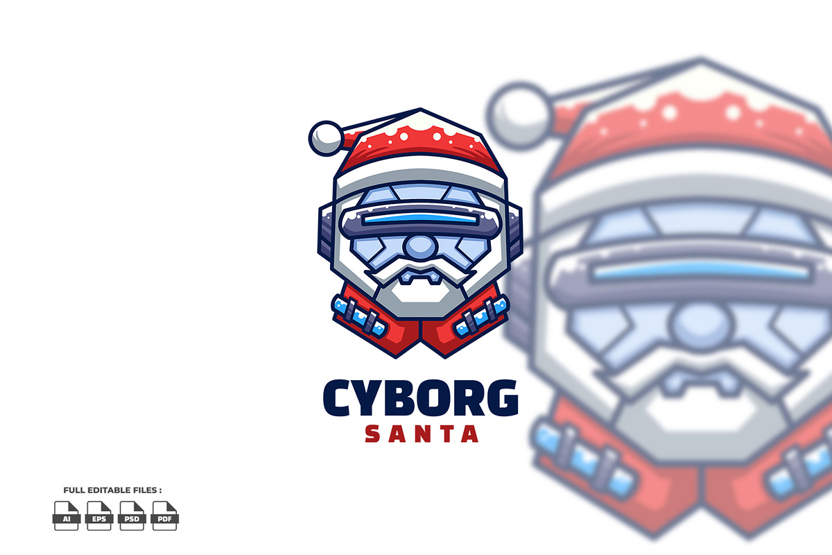 Cyborg Santa Cartoon Logo, a Branding & Logo Template by Gumrega Studio