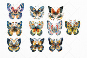 Watercolor Folk Butterflies Clipart, a Decorative Illustration by The Twin Lakes Studio (Thumbnail 6 of 9)