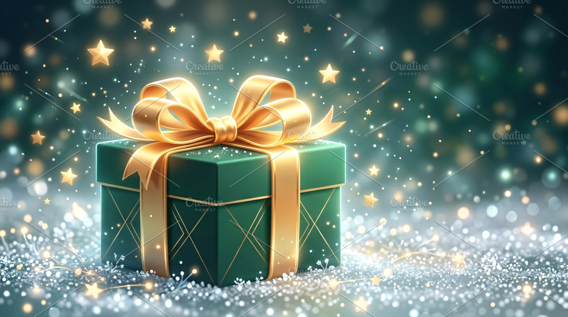 Gift Box Gold Ribbon Illustration, a Holiday Photo by Rafoz