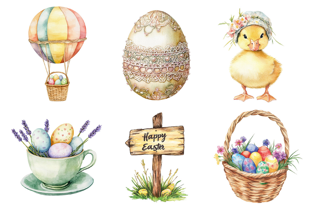 Watercolor Easter Vibes Clipart PNG, an Illustration by SinaCreation (Photo 2 of 5)