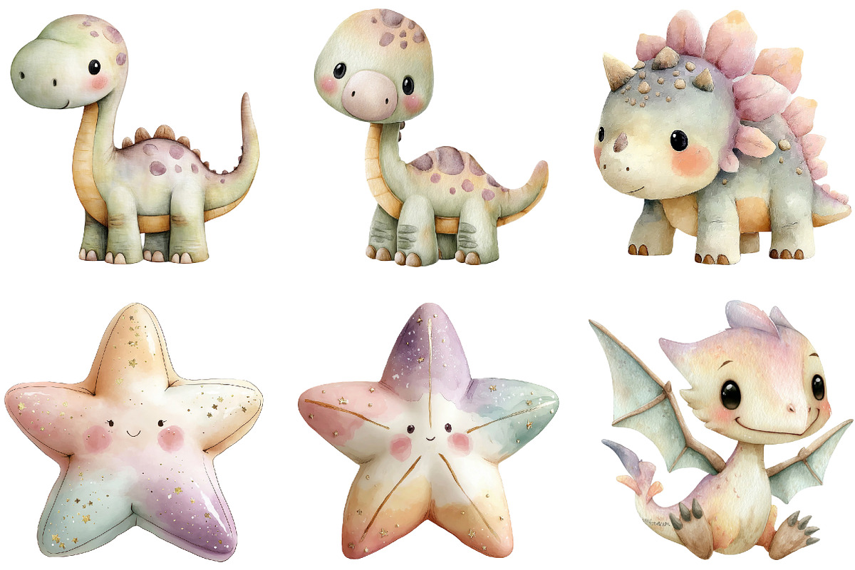 Dinosaurs Watercolor Clipart, an Illustration by Sublimation Artist (Photo 7 of 7)