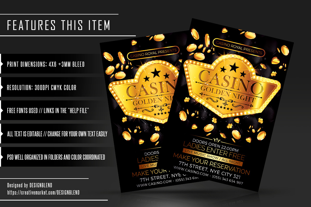 Casino Golden Night Flyer PSD, a Flyer Template by designblends@gmail.com (Photo 2 of 3)