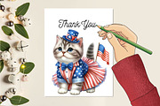 Watercolor Patriotic Cat PNG Clipart, an Animal Illustration by Craft Nest (Thumbnail 2 of 4)