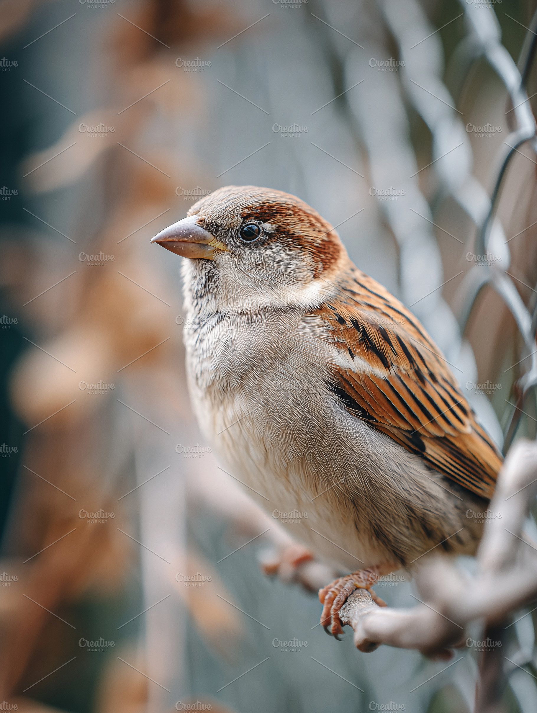 Close up of a small brown sparrow, an Animal Photo by MistyDay