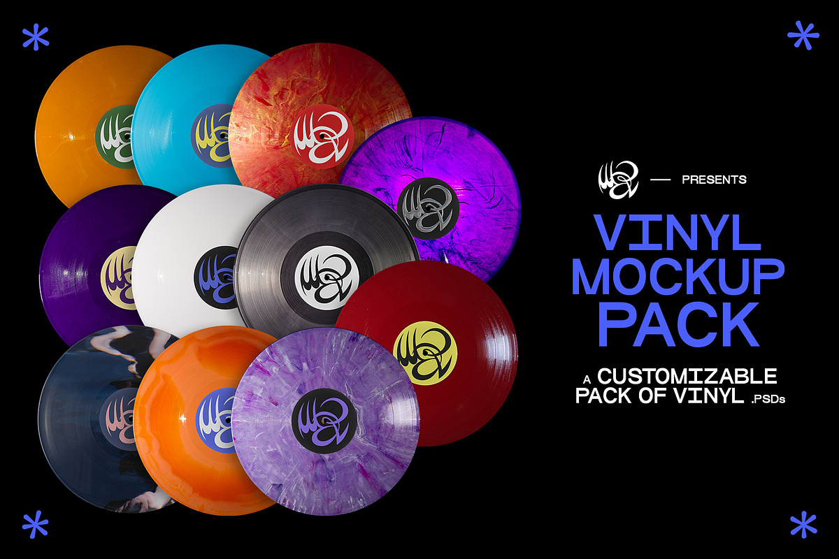 COLORED VINYLS MOCKUP PACK, a Templates & Theme by MDP TYPEFACES (Photo 1 of 6)