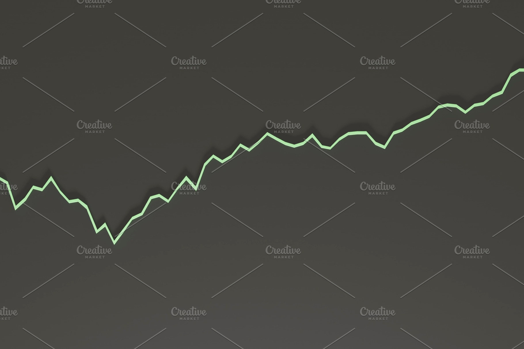 Minimalist Green Line Chart Showing Uptrend on Dark Background, a Business Photo by RF Images