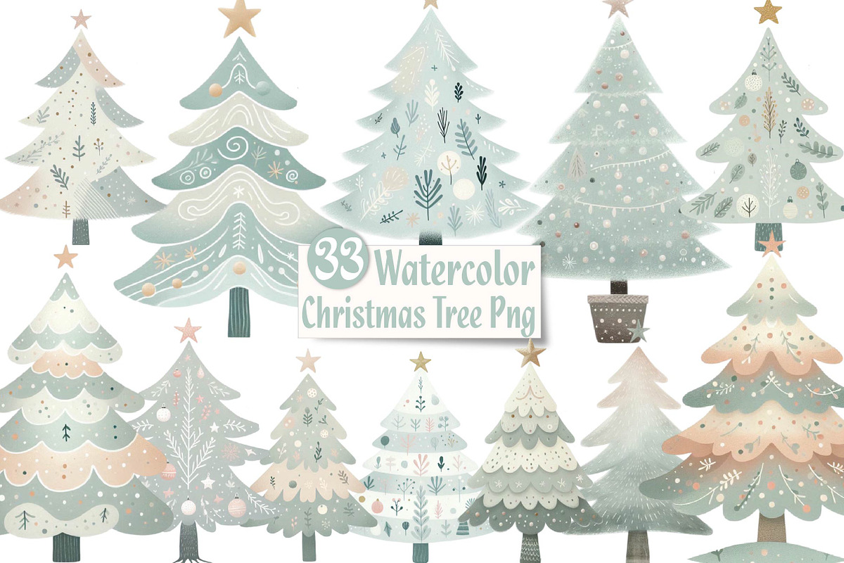 Nordic Christmas Tree Clipart, an Illustration by CreationArt (Photo 1 of 6)