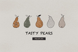 Tasty pears. Hand-drawn fruit.