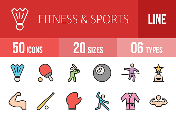 50 Fitness Sports Line Filled Icon