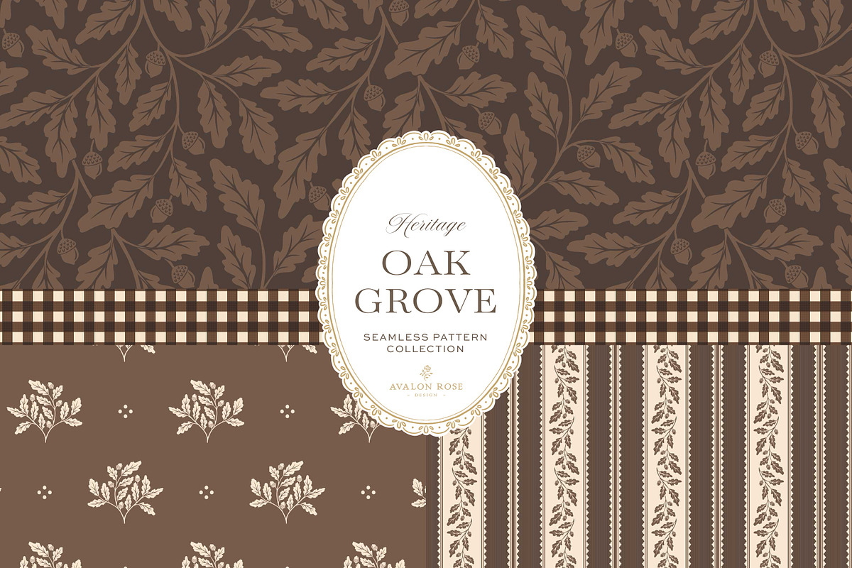 Oak & Acorn Autumn Patterns - Brown, a Pattern Graphic by Eclectic Anthology (Photo 2 of 13)