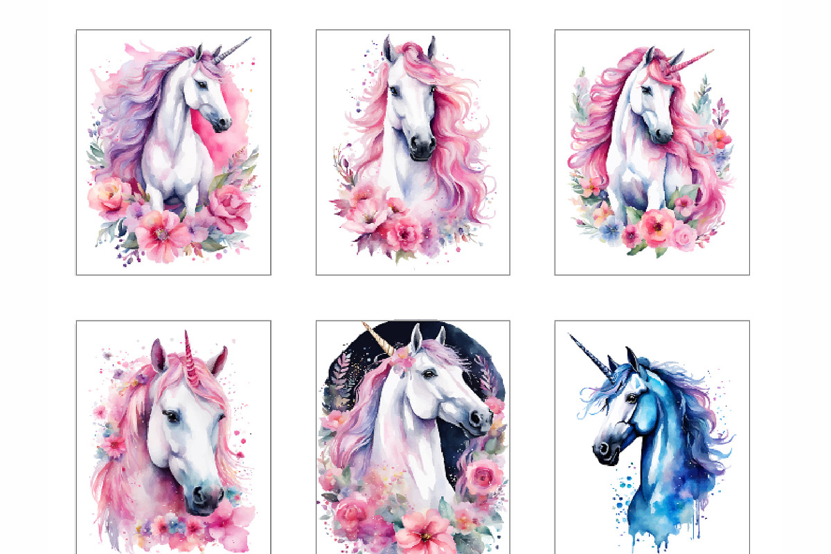Unicorn in wreath of flowers, an Animal Illustration by Michiru13 (Photo 2 of 4)