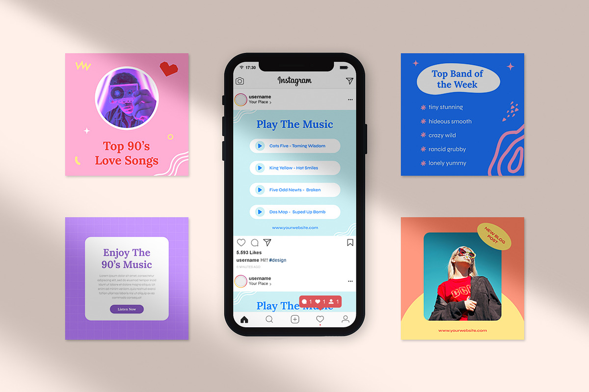 90's - Music Social Media Pack, a Social Media Template by Neetlabs Studio (Photo 3 of 5)