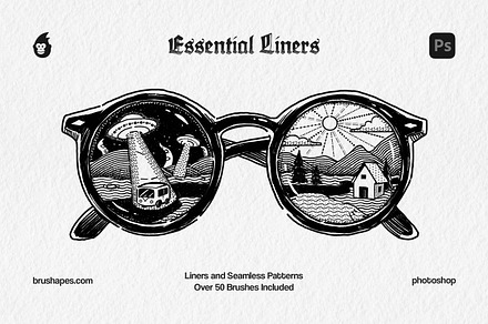 Photoshop Essential Liner Brushes, a Brush Add-On by brushapes.com