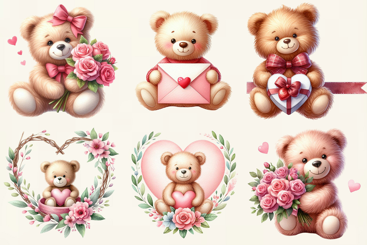 Valentine Teddy with Elements Clipar, an Illustration by DreamCafeArt (Photo 6 of 6)