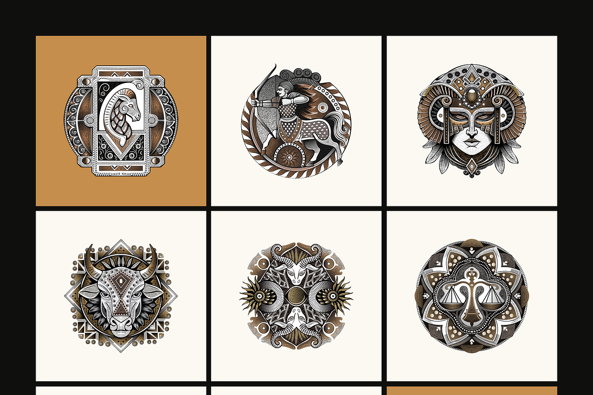 Zodiac Signs Illustration Set