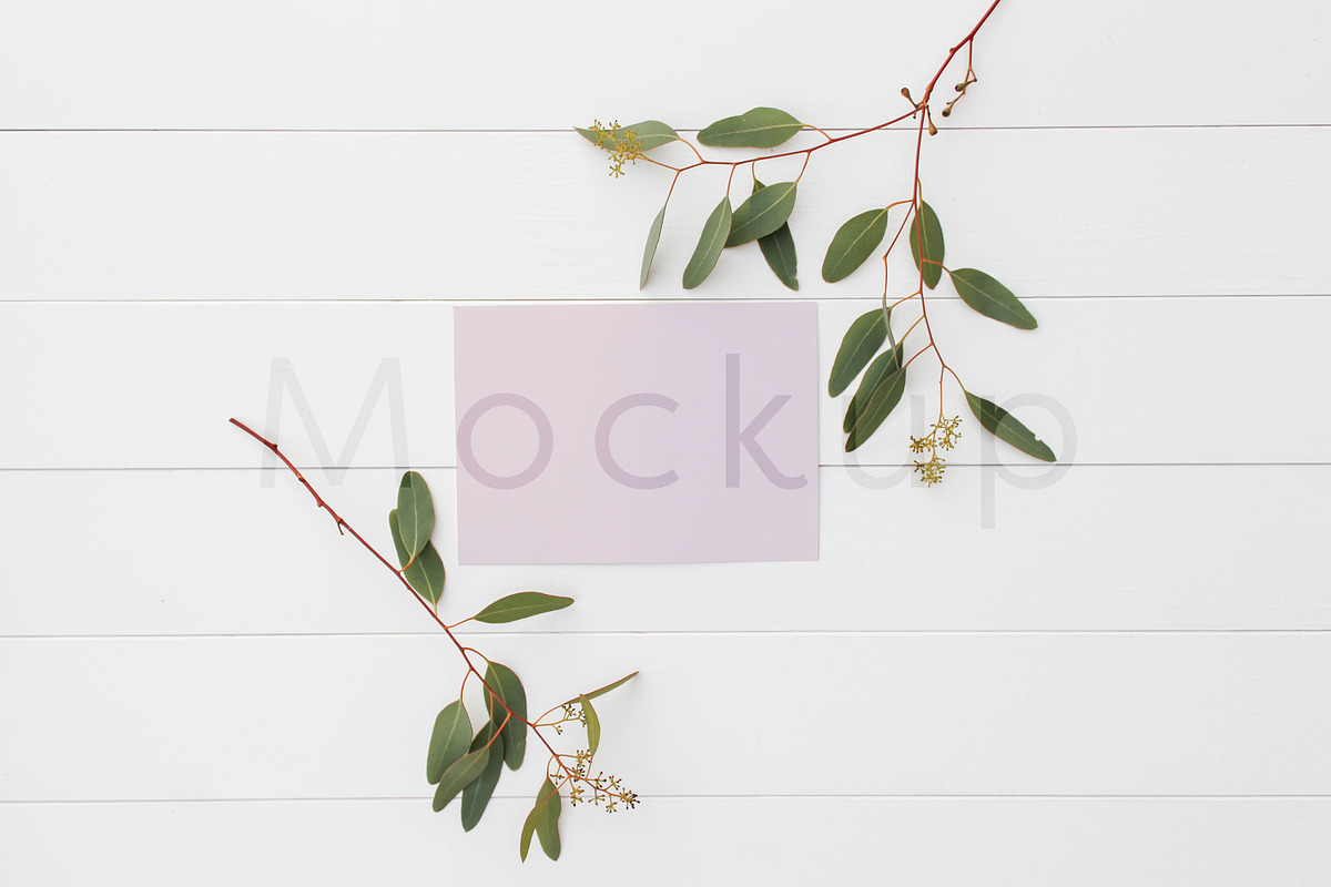 5x7 Stationery Mockup - Eucalyptus 1, a Print Template by ILLONA GRAPHICS (Photo 2 of 5)