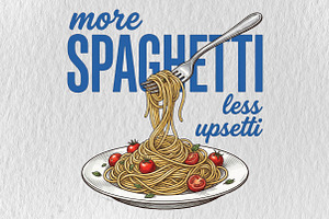 Summer Spaghetti Pasta Hand Drawn PN, an Illustration by DreamPrint404