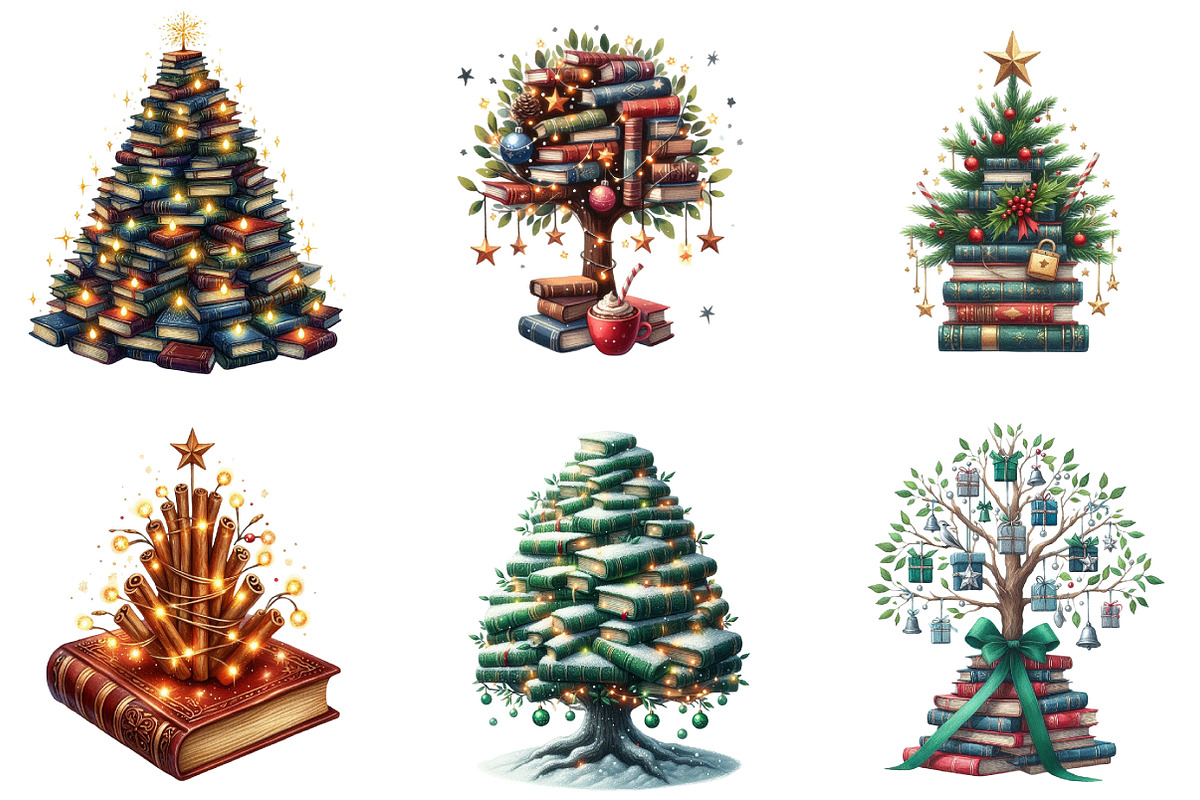 Christmas Books Tree Clipart, an Illustration by DreamArtGraphic (Photo 2 of 6)
