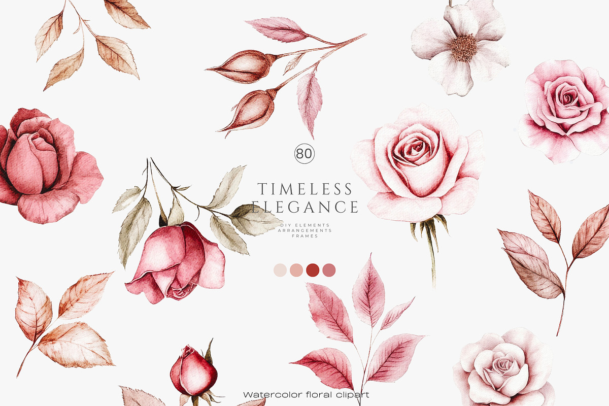vintage roses elegant florals set, a Decorative Illustration by Patishop Art (Photo 3 of 13)
