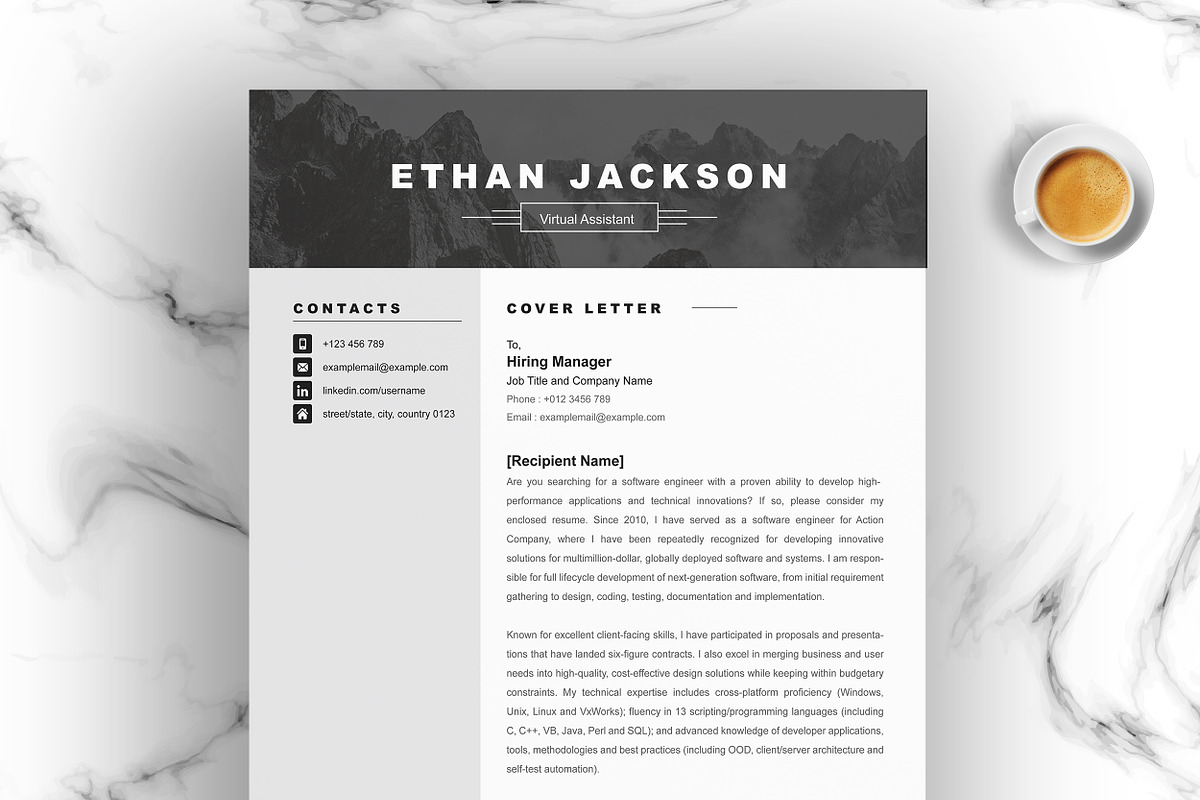 Modern Resume Template Format, a Resume Template by ResumeInventor