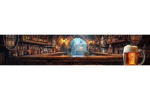 Rustic Tavern Bar Interior Beer Mug, a Food Illustration by AlexArt