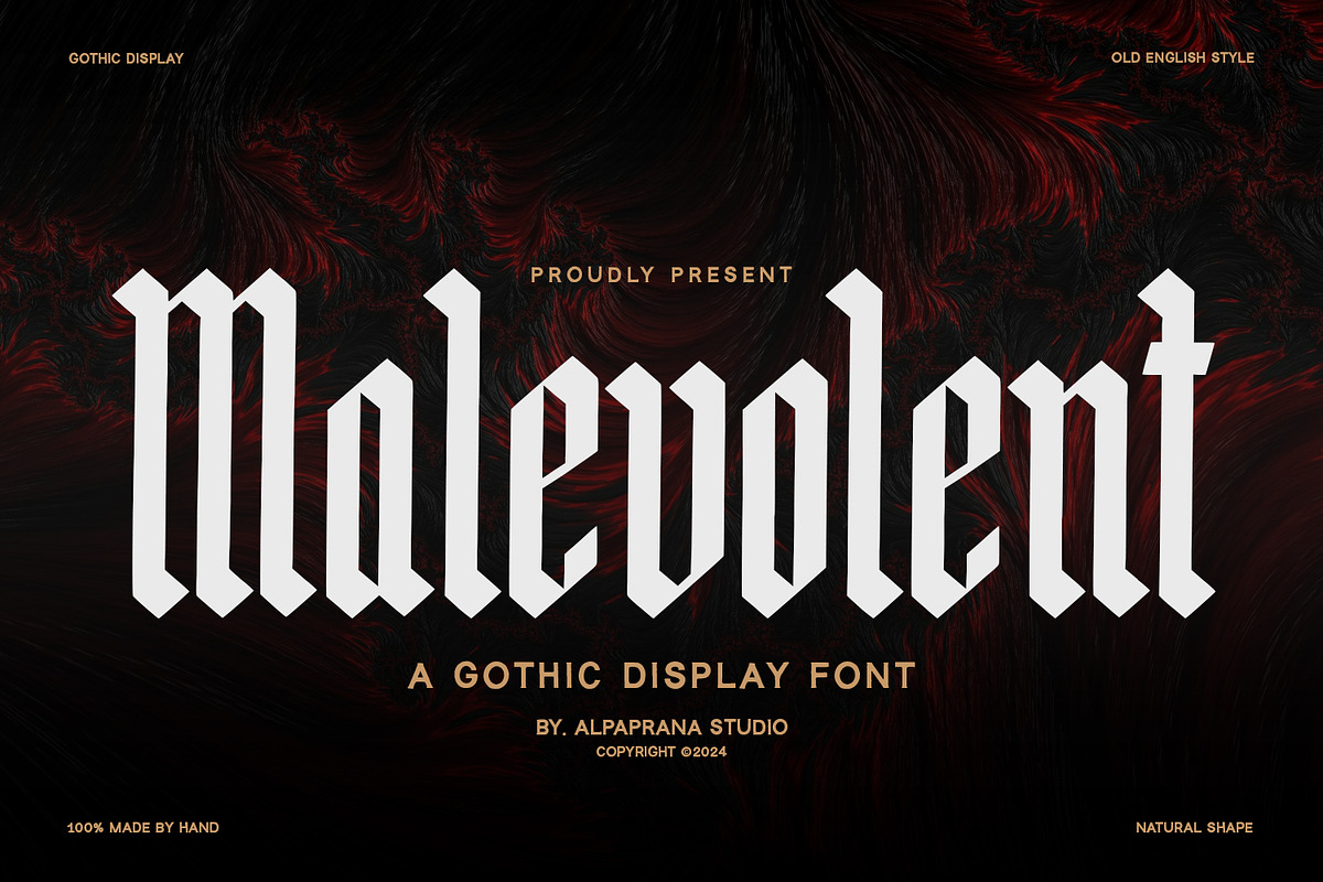 Malevolent - Display Font, a Script Font by Alpaprana (Photo 1 of 9)