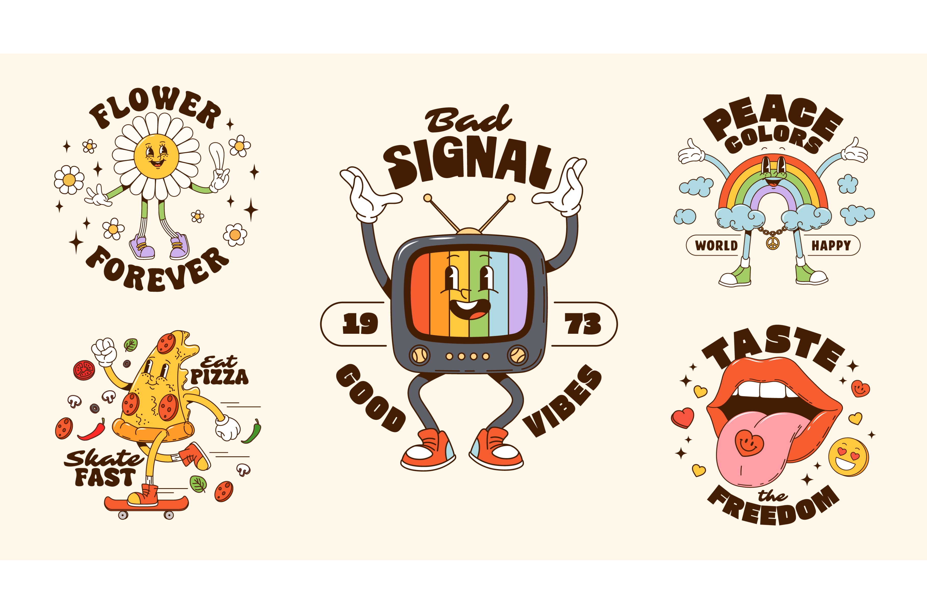 Groovy cartoon characters, an Object Illustration by Buch&Bee