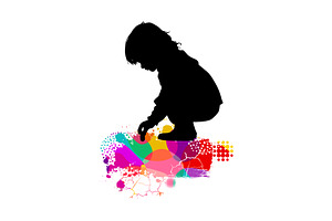 Silhouette of a little girl drawing, a Person Illustration by Nenahliadava Design