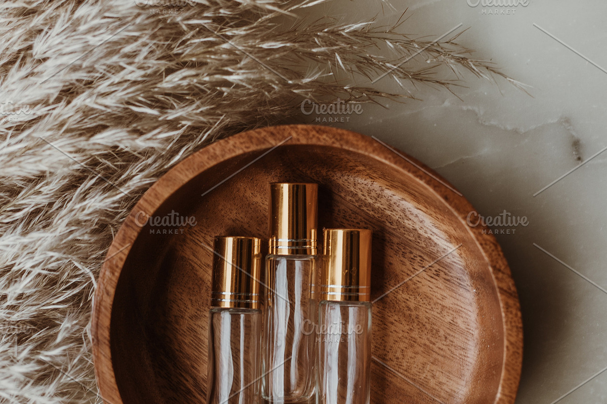 Glass Rollers and Pampas Flat Lay, a Health & Medical Photo by Wild Wander Collective (Photo 2 of 2)