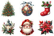 Watercolor Christmas Vintage Clipart, an Illustration by DreamArtGraphic (Thumbnail 5 of 5)
