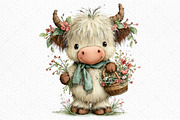 Whimsical Spring Highland Cow PNG, an Illustration by Craft Nest (Thumbnail 10 of 11)