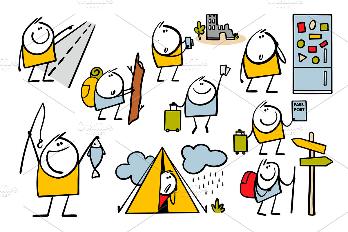 Cartoon tourism set 1., a Person Illustration by eka panova (Photo 2 of 7)