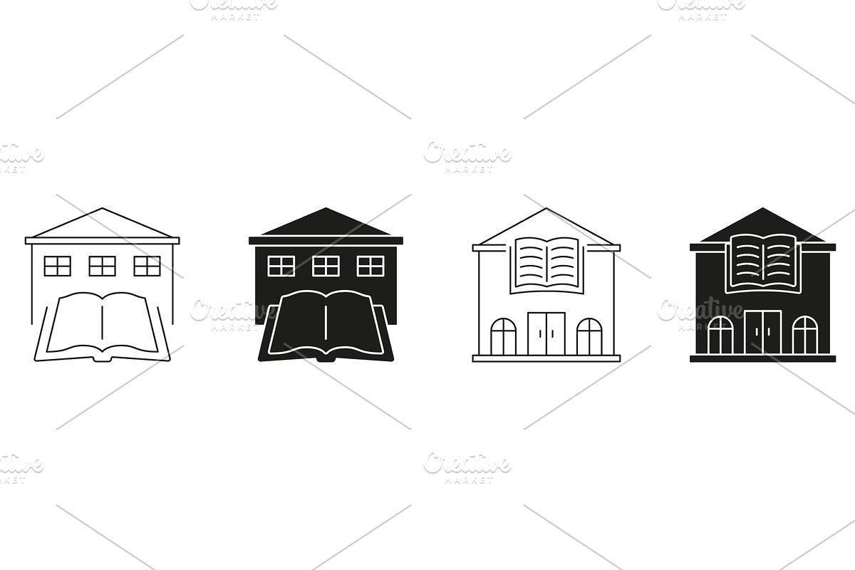 Library Building And Book Store Icon, an Education Illustration by Gentle Studio