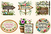 Spring Sign Board Clipart Bundle, a Work Illustration by OK Design (Thumbnail 3 of 3)