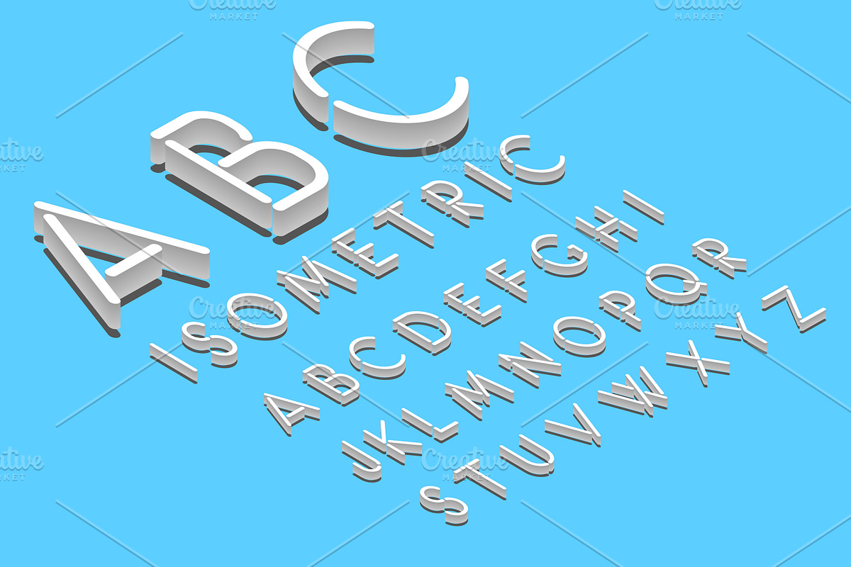 Isometric font alphabet with shadow, an Object Graphic by majcot (Photo 3 of 5)