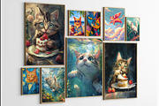 Watercolor Cat Wall Art Prints, an Animal Photo by Chipshpow Graphics (Thumbnail 2 of 8)