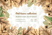 Oak leaves illustrations, a Texture Illustration by Anna Kopylova (Thumbnail 1 of 5)