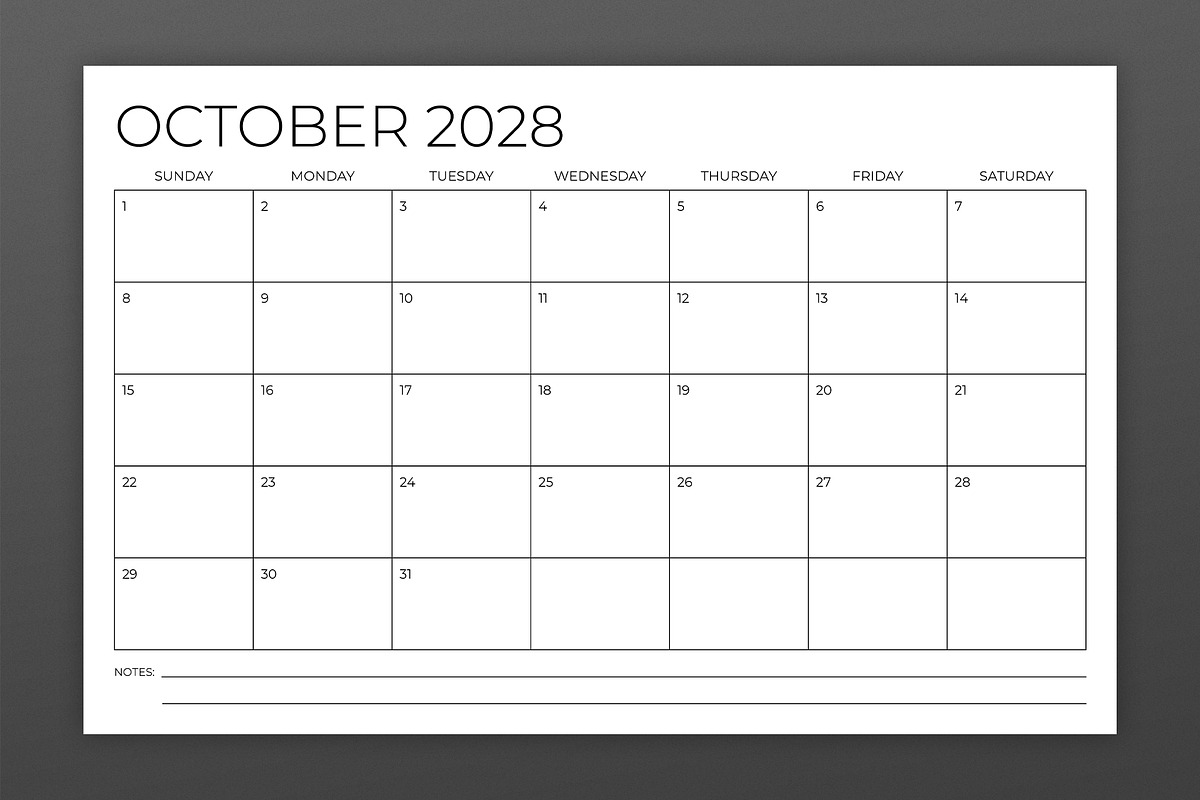 2028 11x17 Inch Calendar Template, a Stationery Template by Running With Foxes (Photo 4 of 5)