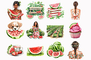 Watercolor Watermelon Garden Clipart, an Illustration by Design Market (Thumbnail 3 of 3)