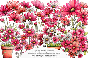 Spring daisy flower clipart, an Illustration by SinaCreation